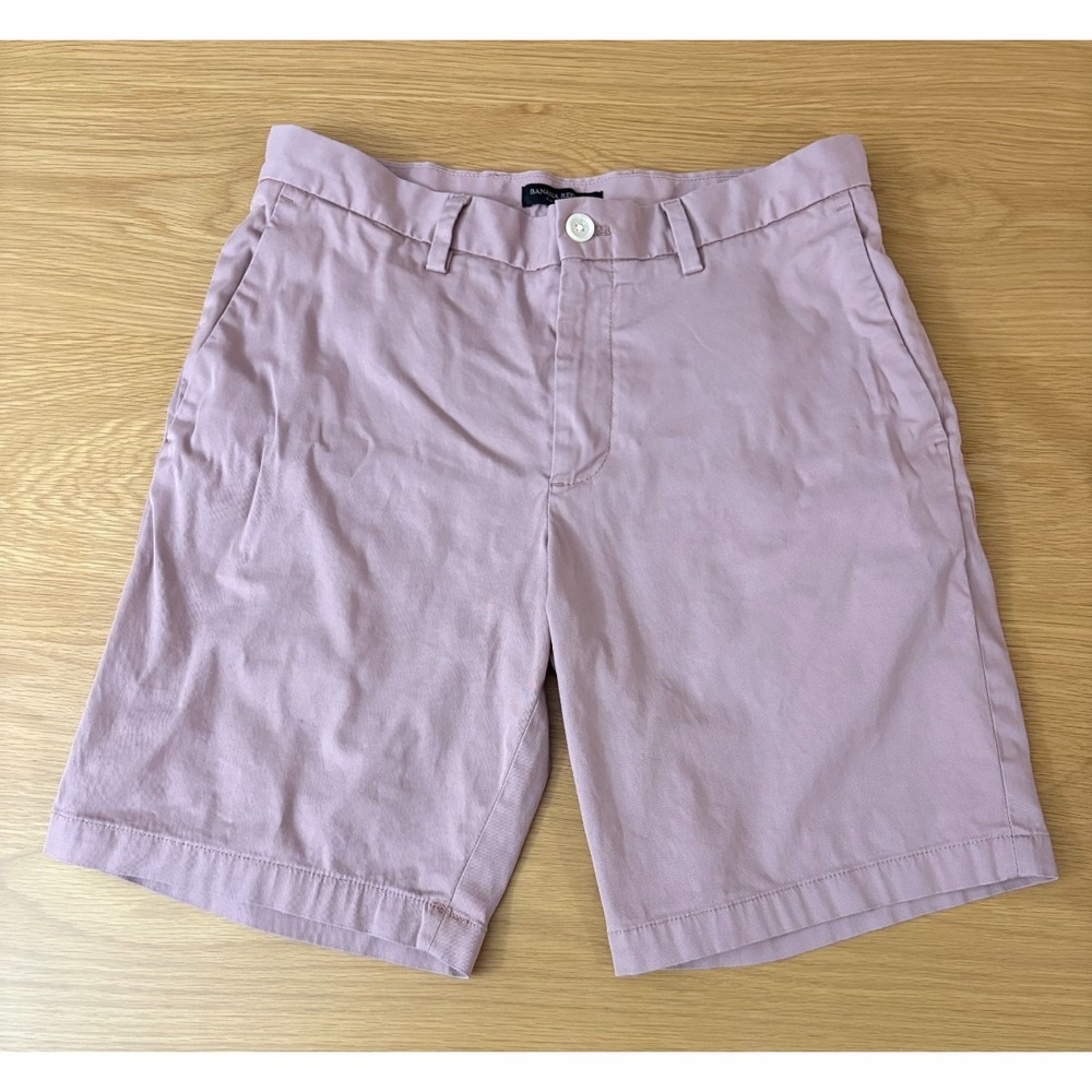 Banana Republic Aiden Shorts Mens 31 Light Lavender Chino Cotton Casual